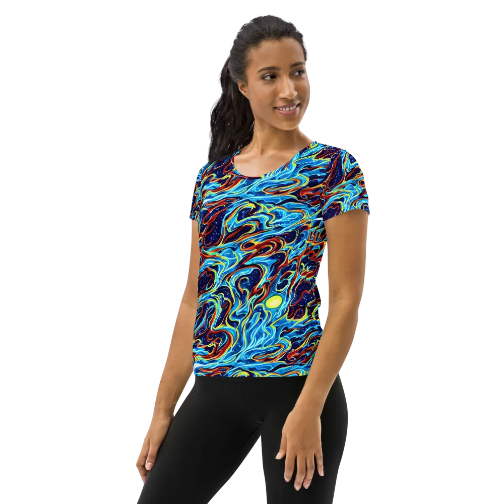 Aqua Afterburn on Women's Athletic T-Shirt — Left