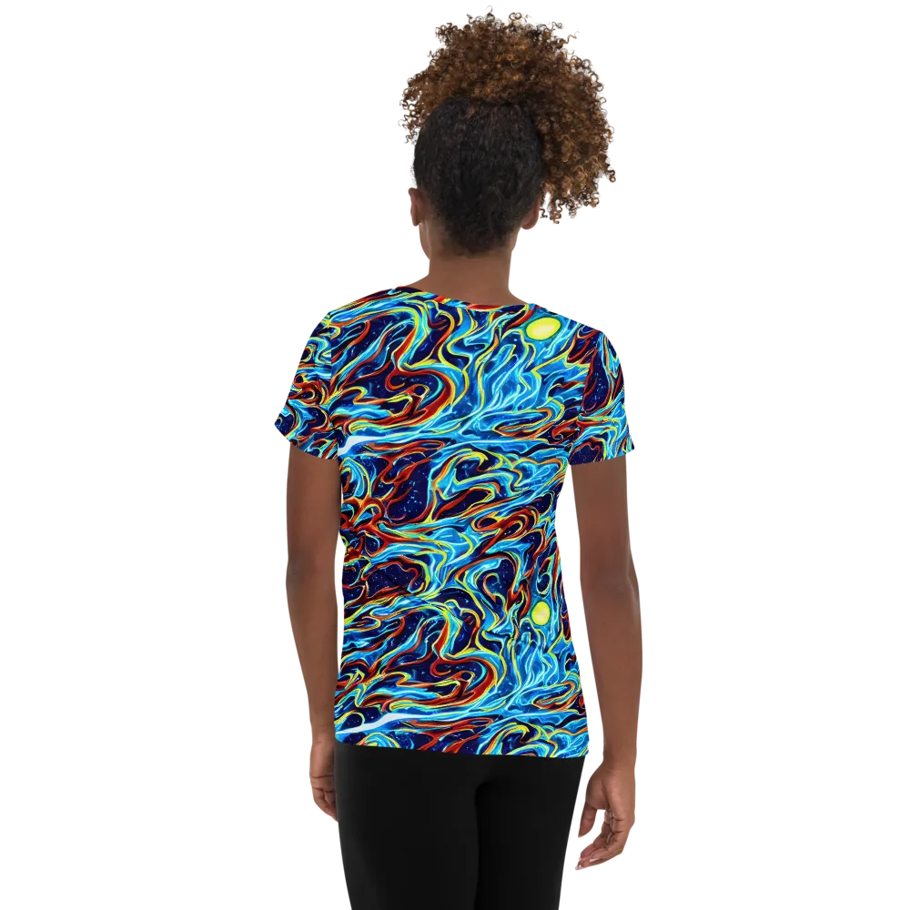 Aqua Afterburn on Women's Athletic T-Shirt — Back