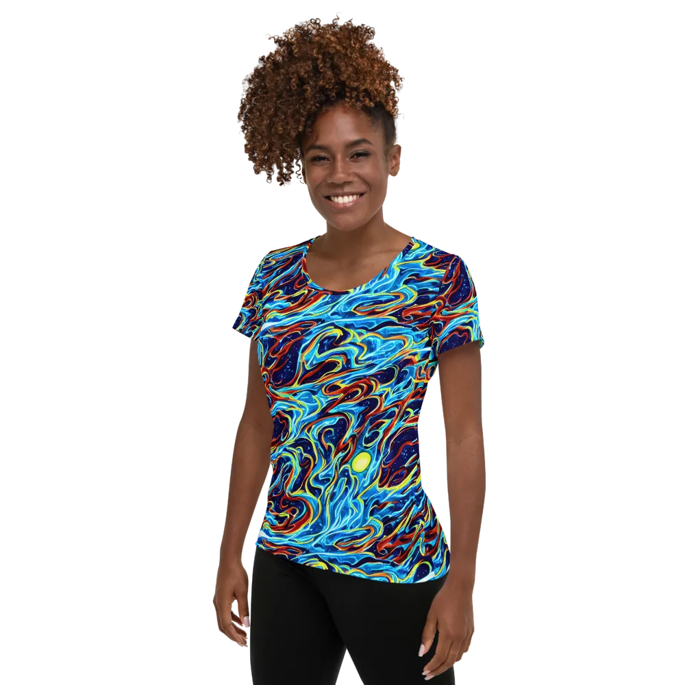 Aqua Afterburn on Women's Athletic T-Shirt — Left