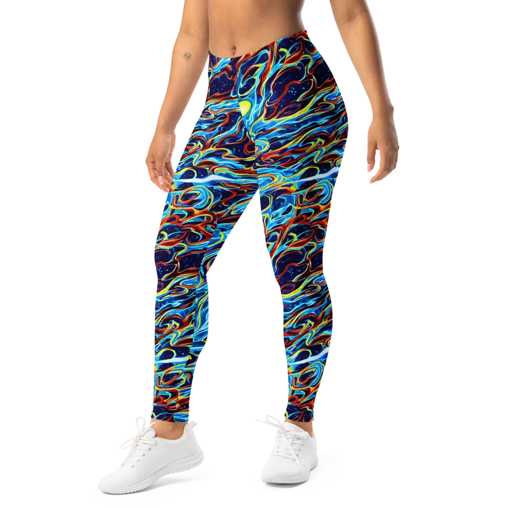 Aqua Afterburn on Leggings — Left Front
