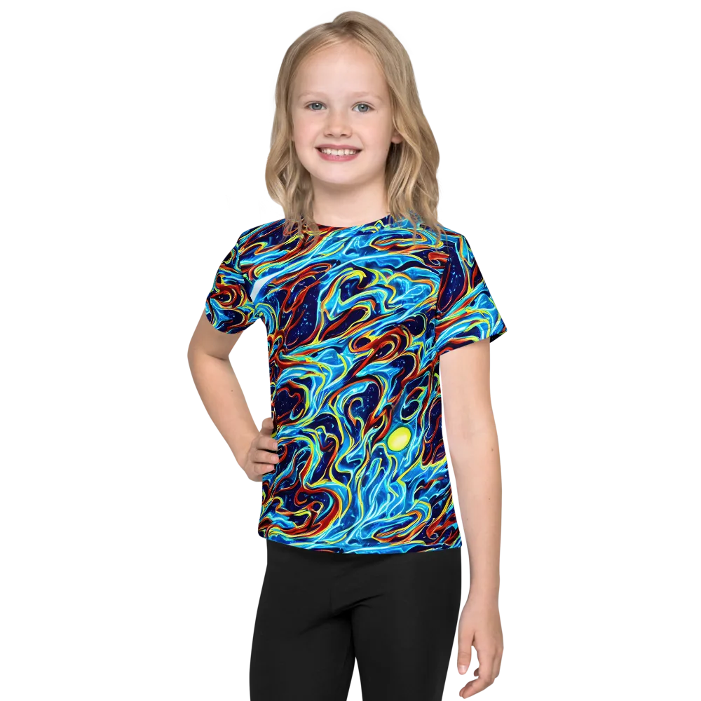 Aqua Afterburn on Kids Crew Neck T-Shirt — Front