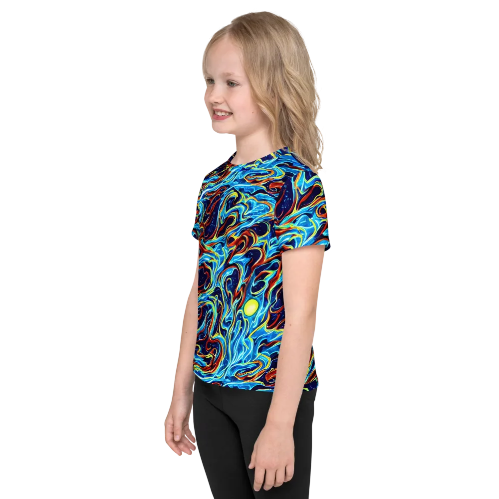Aqua Afterburn on Kids Crew Neck T-Shirt — Left