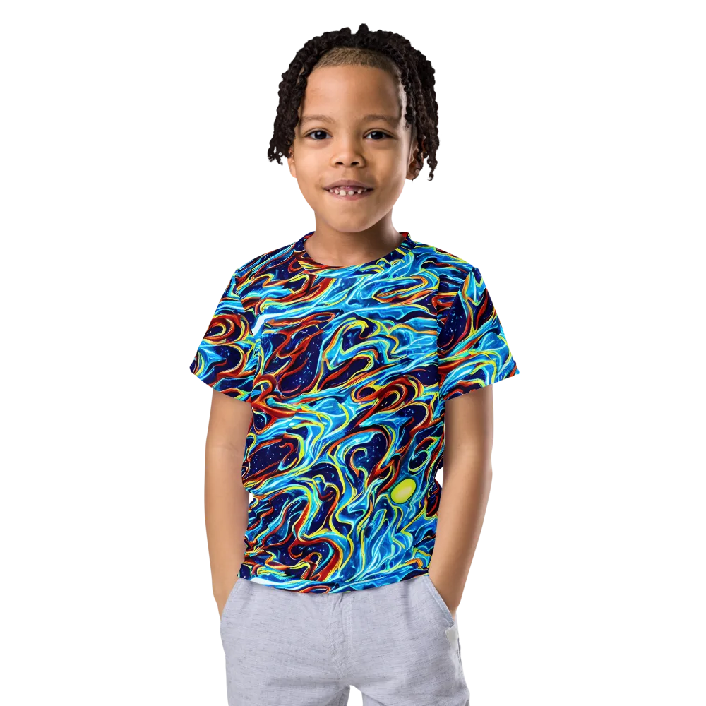 Aqua Afterburn on Kids Crew Neck T-Shirt — Front