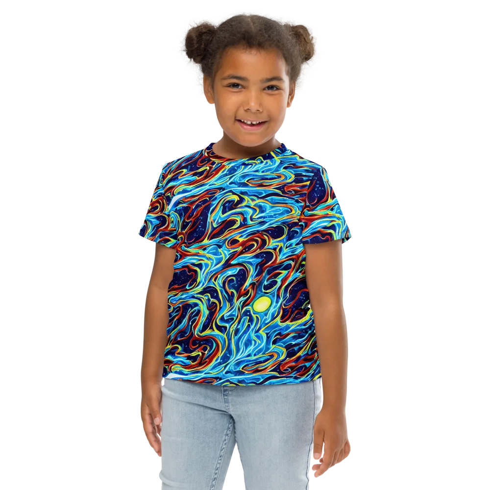 Aqua Afterburn on Kids Crew Neck T-Shirt — Front