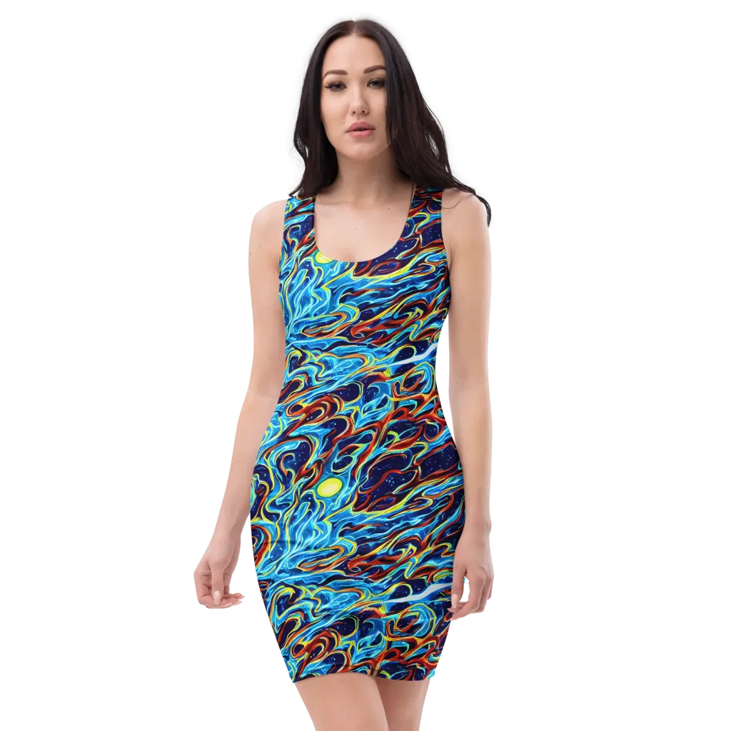 Aqua Afterburn on Bodycon Dress — Front