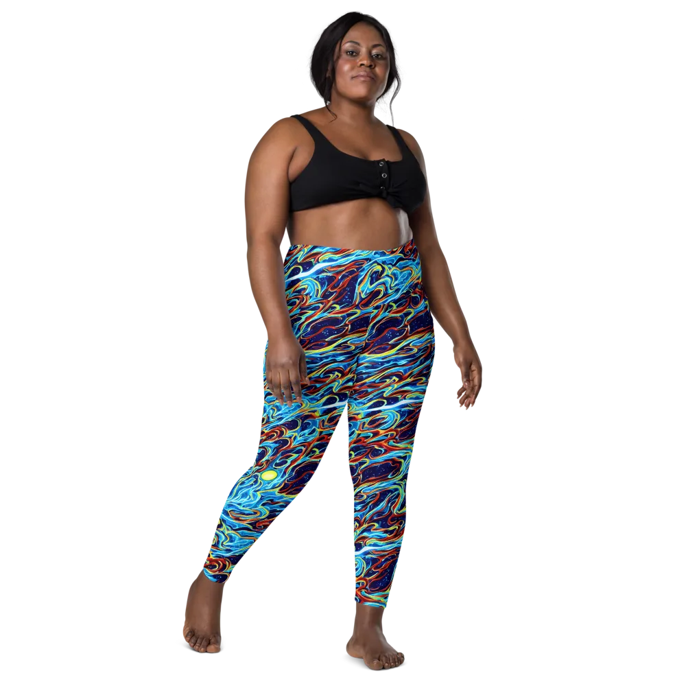 Aqua Afterburn on Leggings with Pockets — Front
