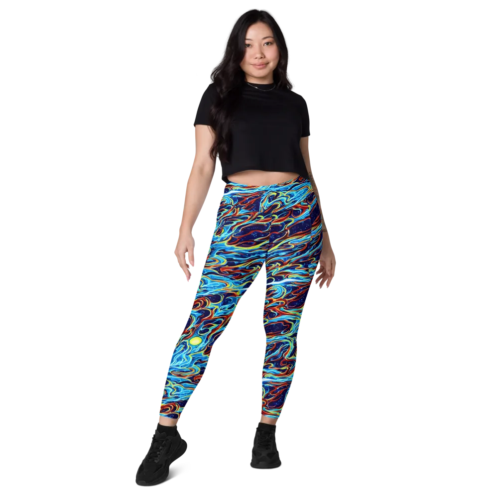 Aqua Afterburn on Leggings with Pockets — Front