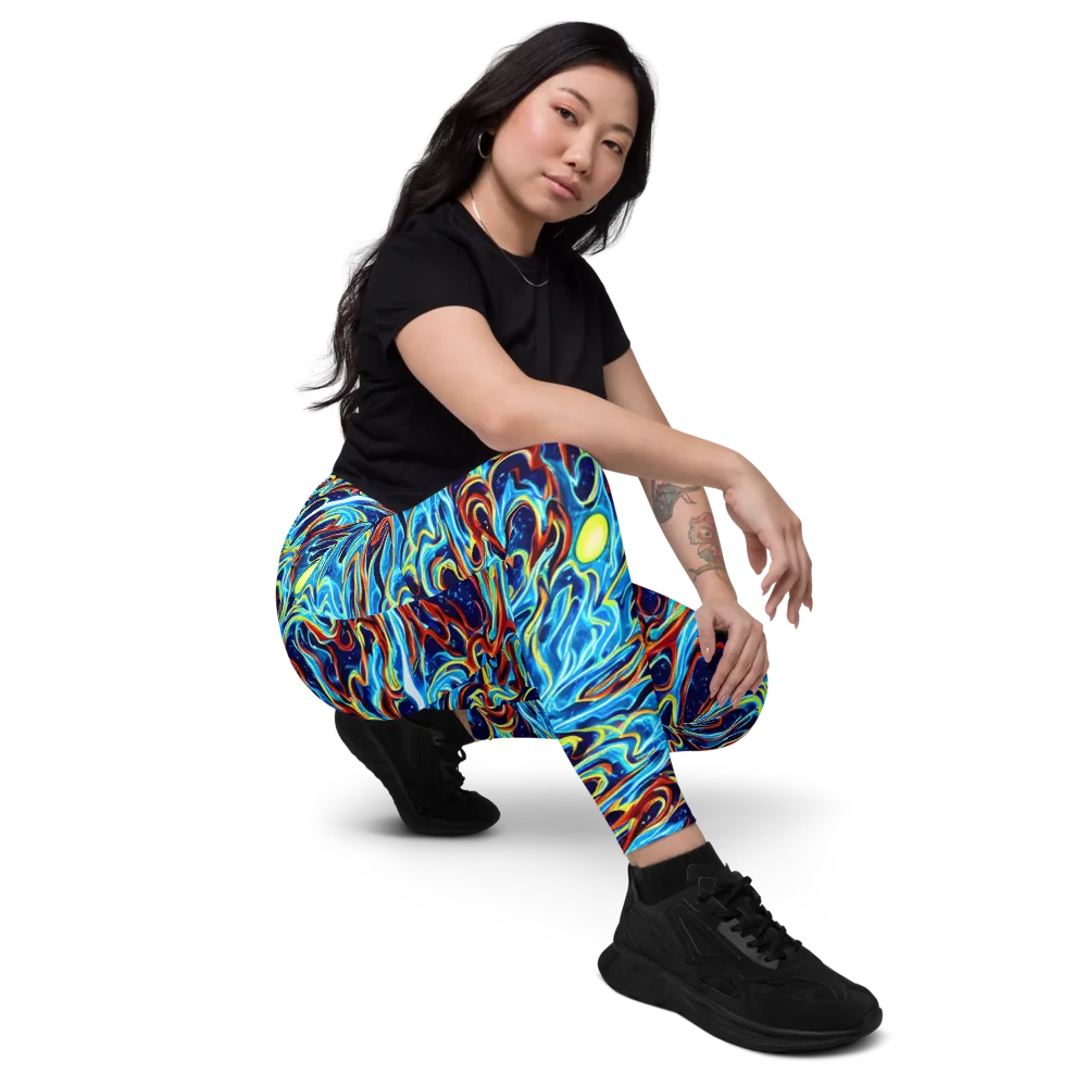 Aqua Afterburn on Leggings with Pockets — Right Front