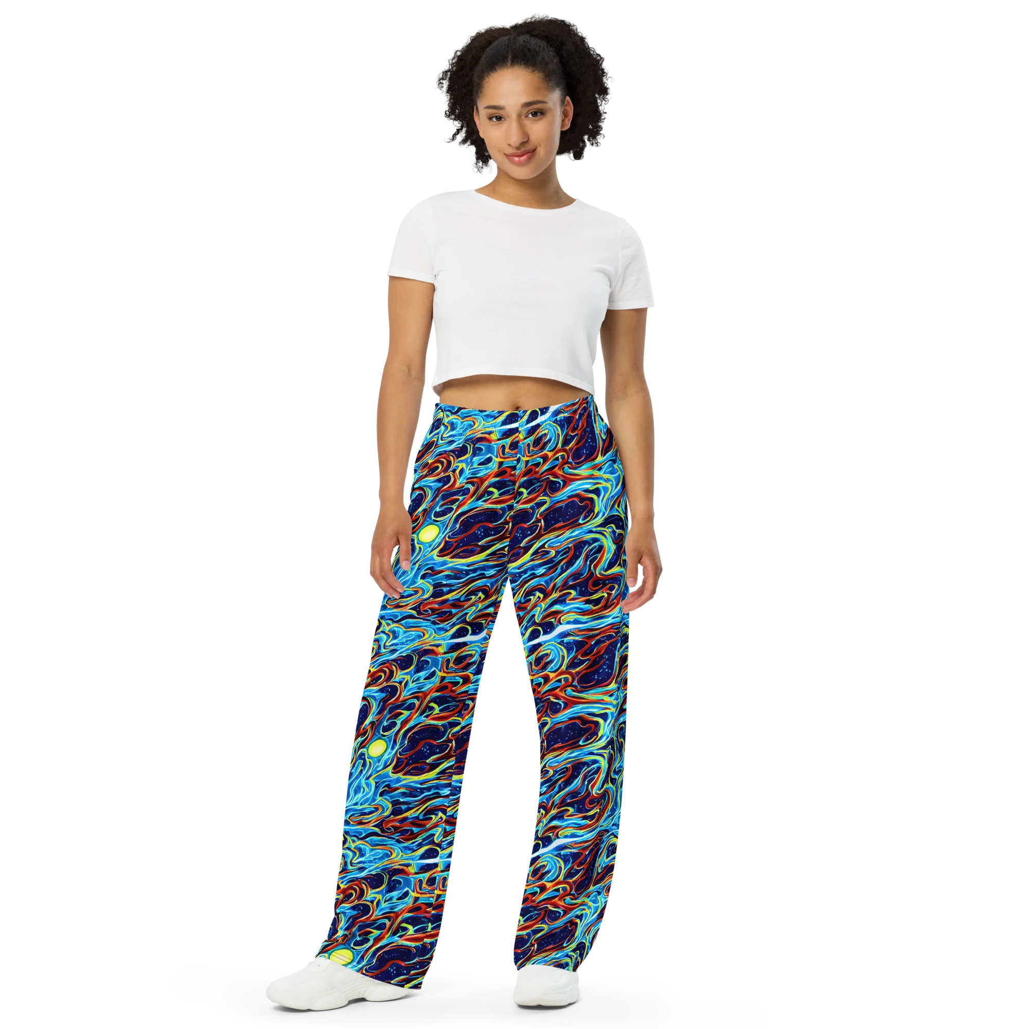 Aqua Afterburn on Wide-Leg Pants — Front