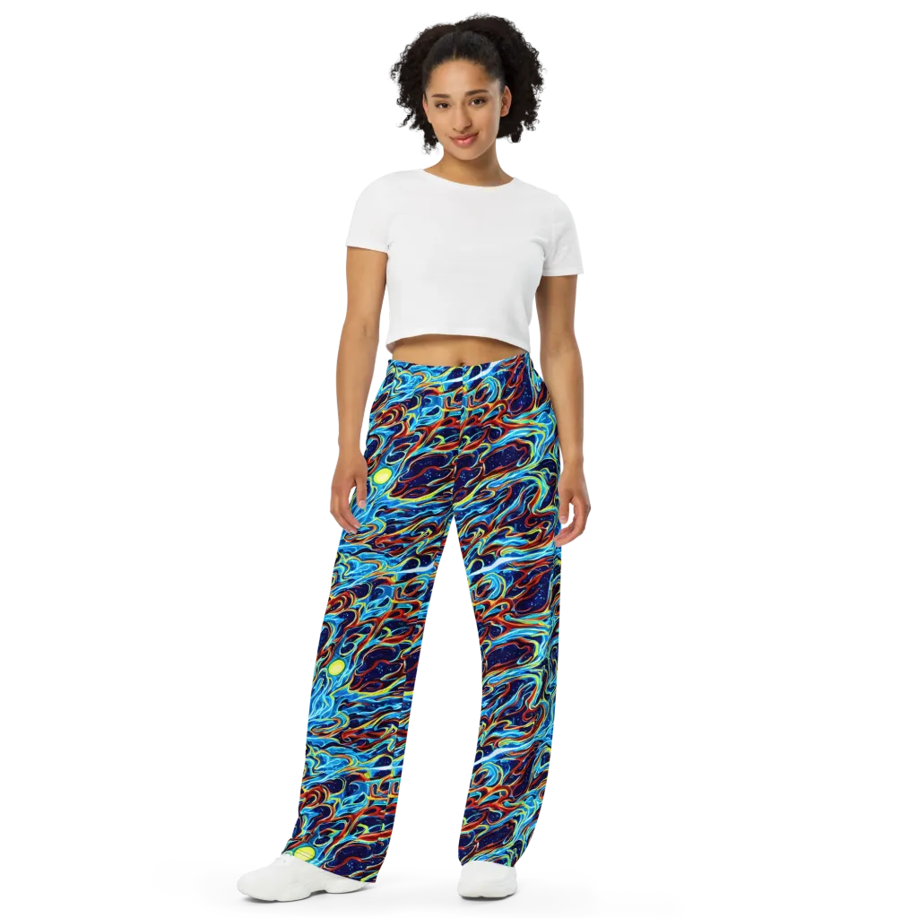 Aqua Afterburn on Wide-Leg Pants — Front