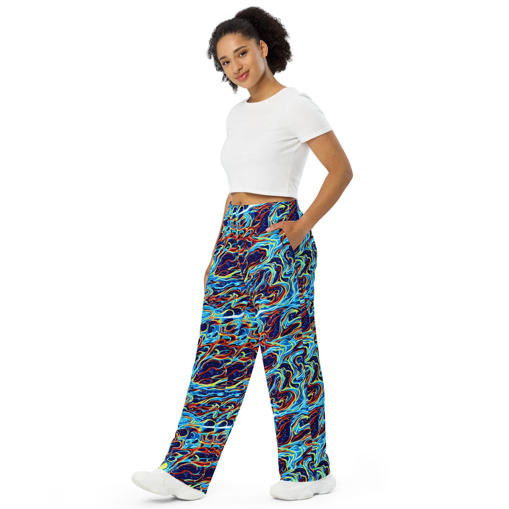 Aqua Afterburn on Wide-Leg Pants — Left Front