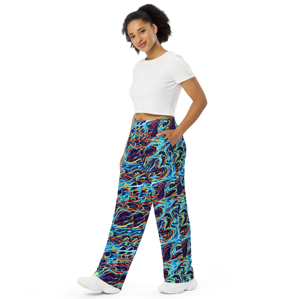 Aqua Afterburn on Wide-Leg Pants — Left Front