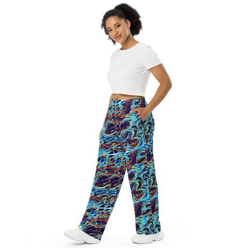 Aqua Afterburn on a Wide-Leg Pants