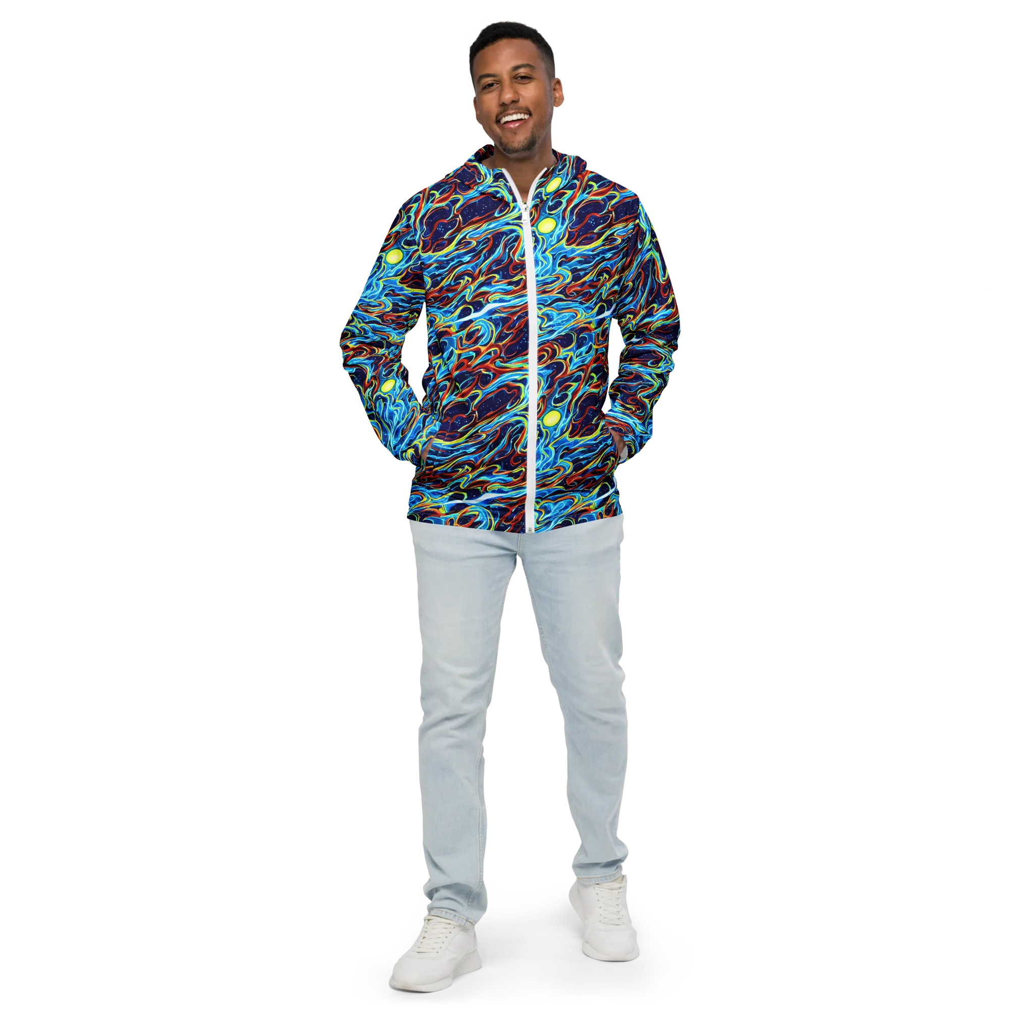 Aqua Afterburn on Men's Windbreaker — Front