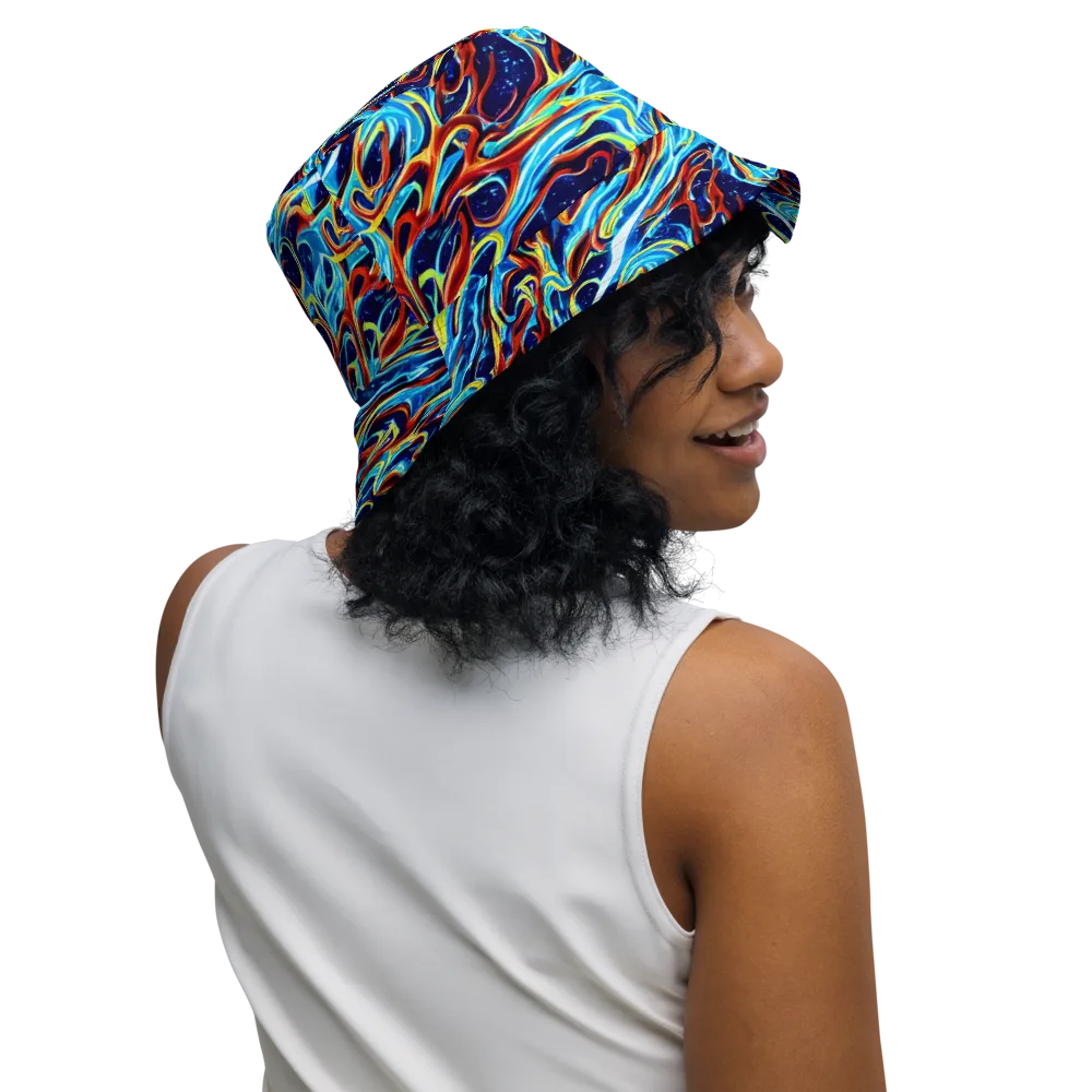 Aqua Afterburn on Reversible Bucket Hat — Right Outside