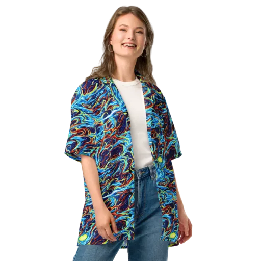 Aqua Afterburn on a Button Shirt