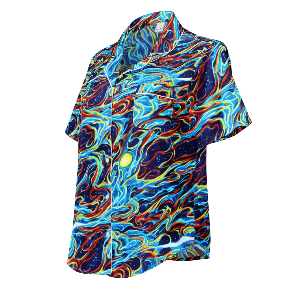 Aqua Afterburn on Women's Short Sleeve Pajama Top — Left Front