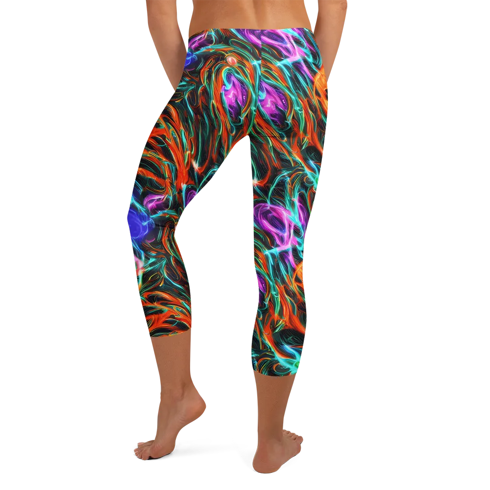 Radiant Riptide on Capri Leggings — Back