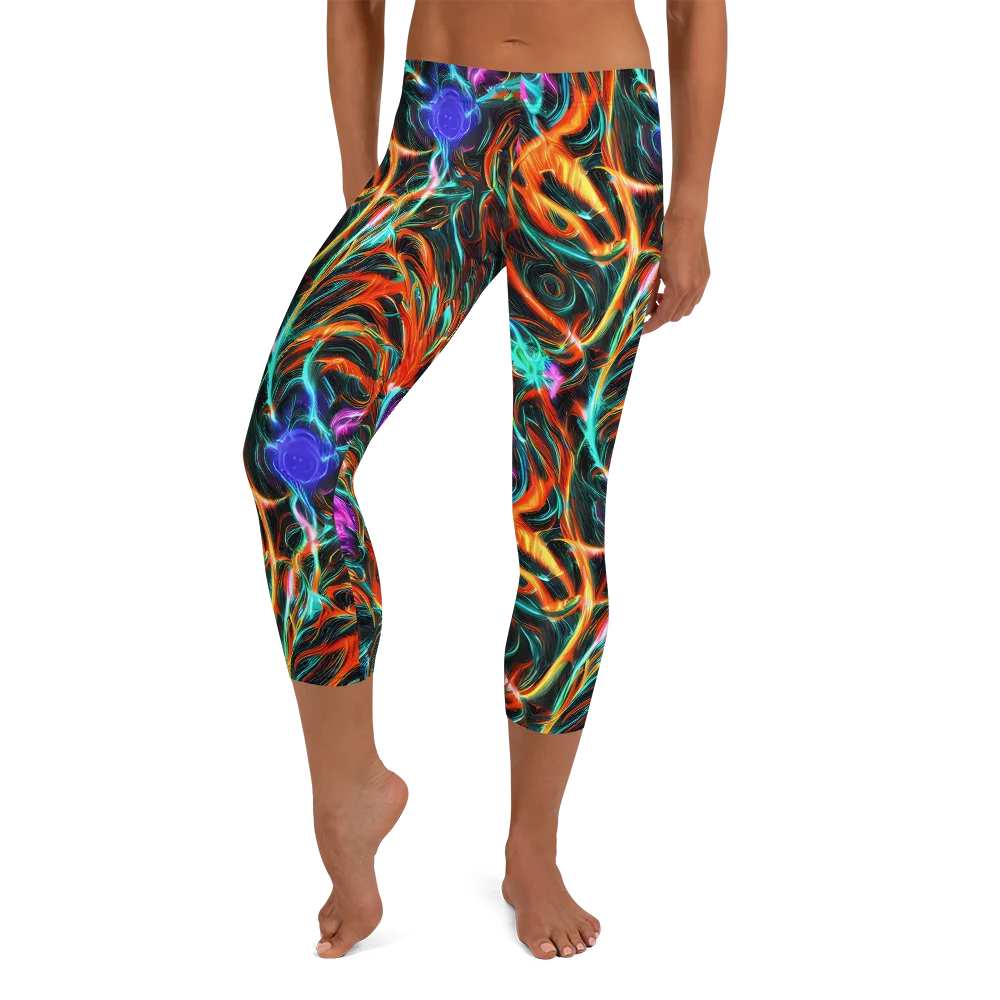 Radiant Riptide on Capri Leggings — Front