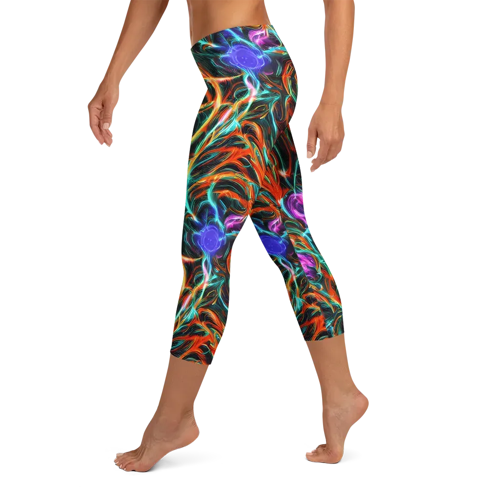 Radiant Riptide on Capri Leggings — Left