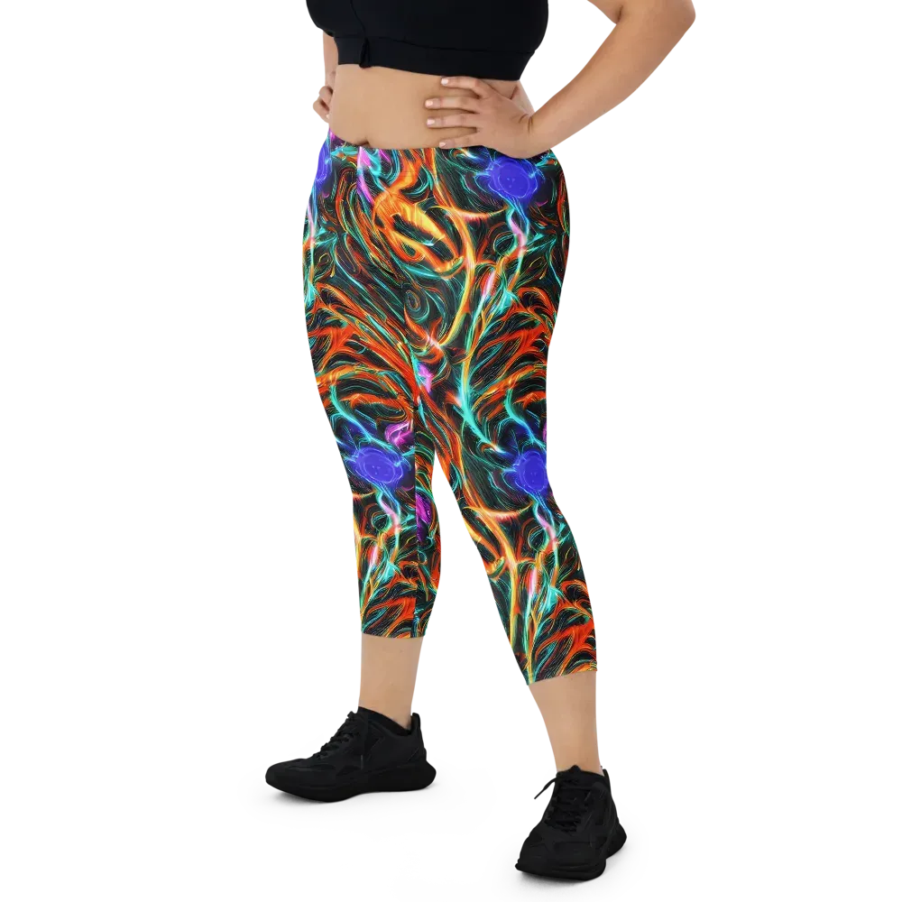 Radiant Riptide on Capri Leggings — Front