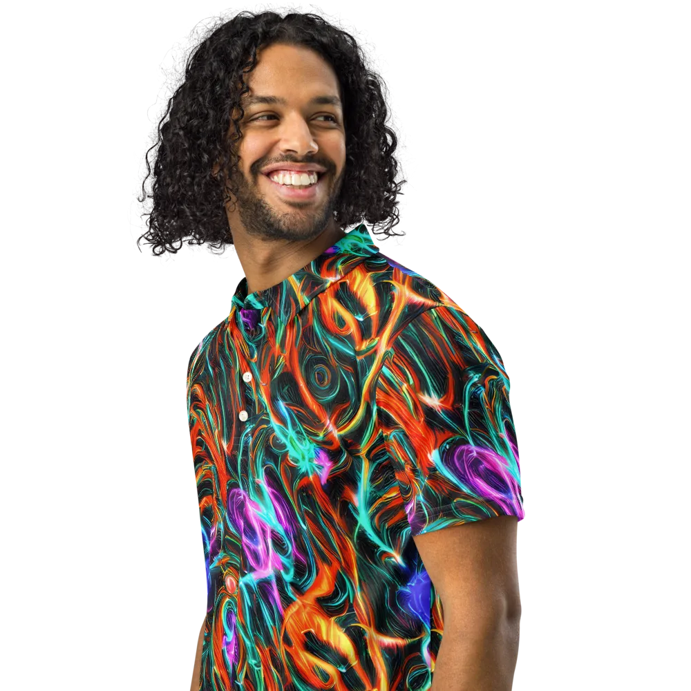 Radiant Riptide on Men's Slim Fit Polo Shirt — Left Front