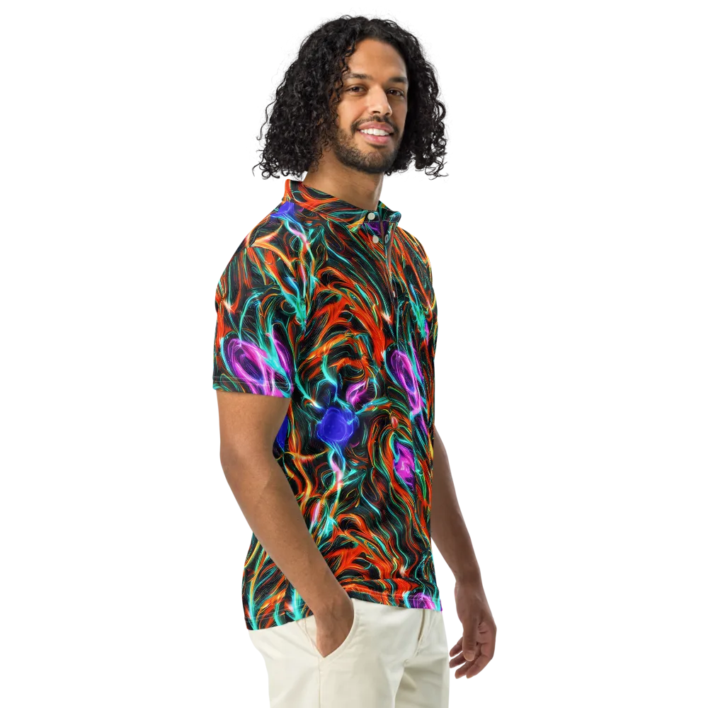 Radiant Riptide on Men's Slim Fit Polo Shirt — Right Front