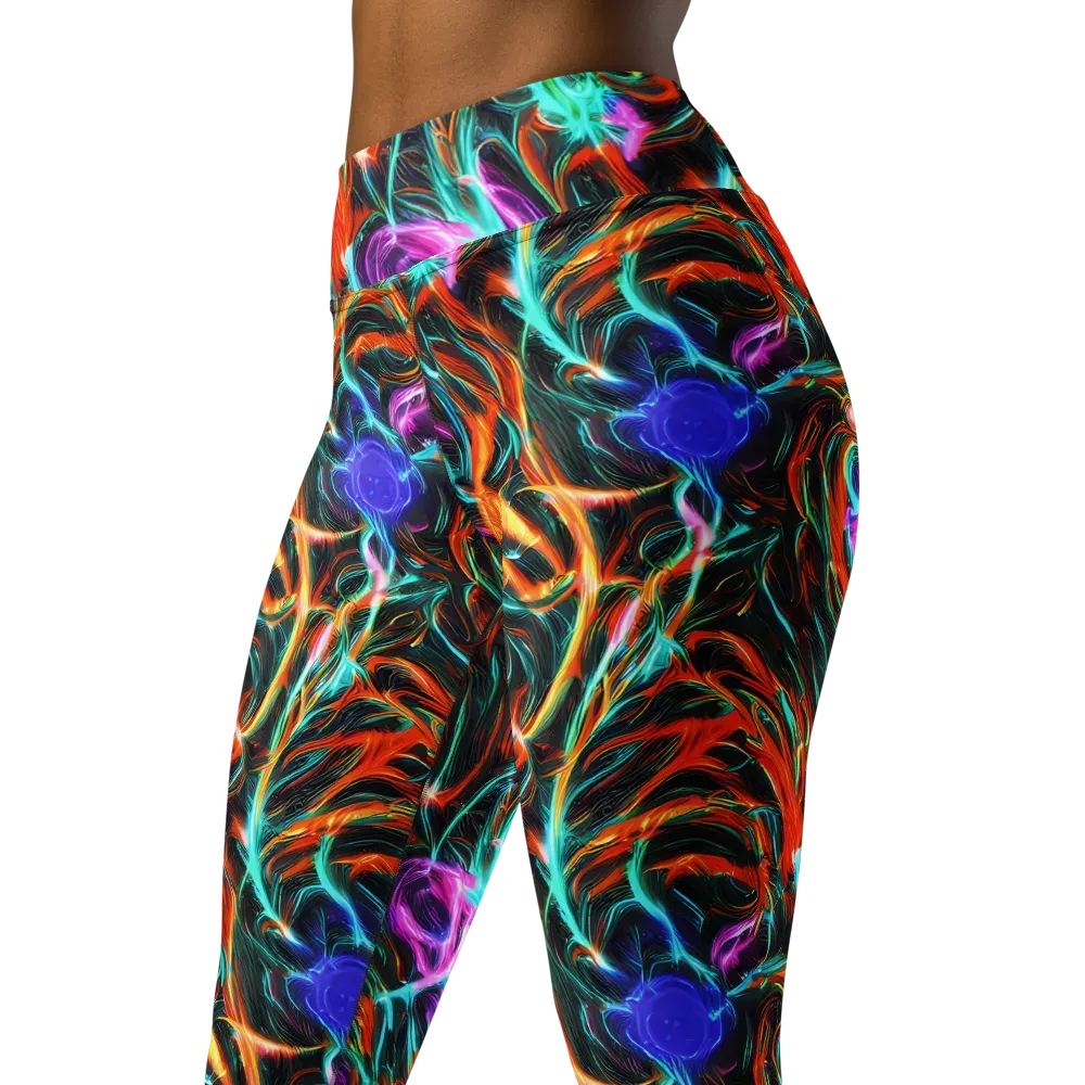 Radiant Riptide on Yoga Leggings — Left Front