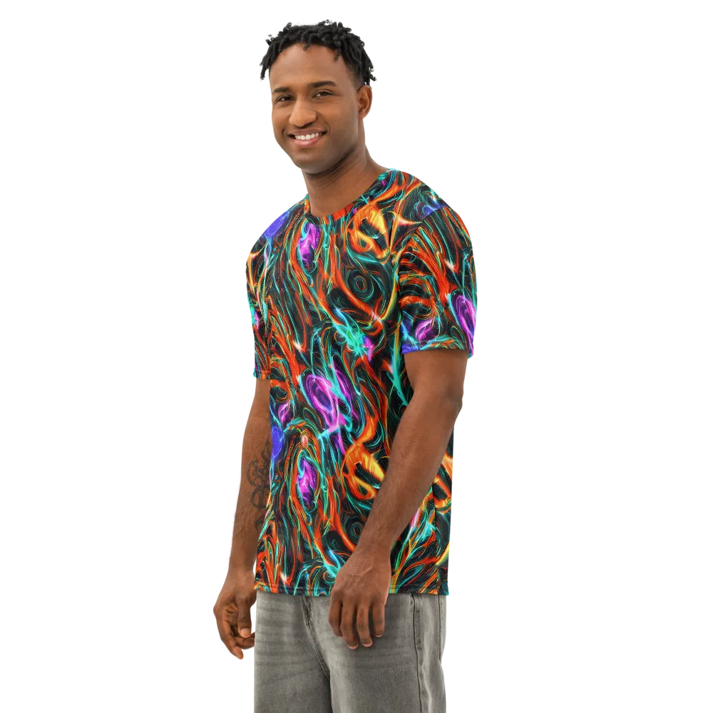 Radiant Riptide on Men's Cotton Crew Neck T-Shirt — Left Front