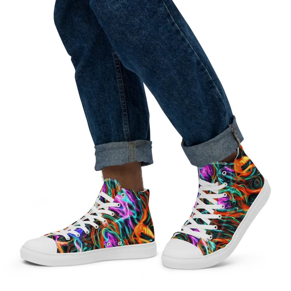 Radiant Riptide on Men's High Top Canvas Shoes — Left