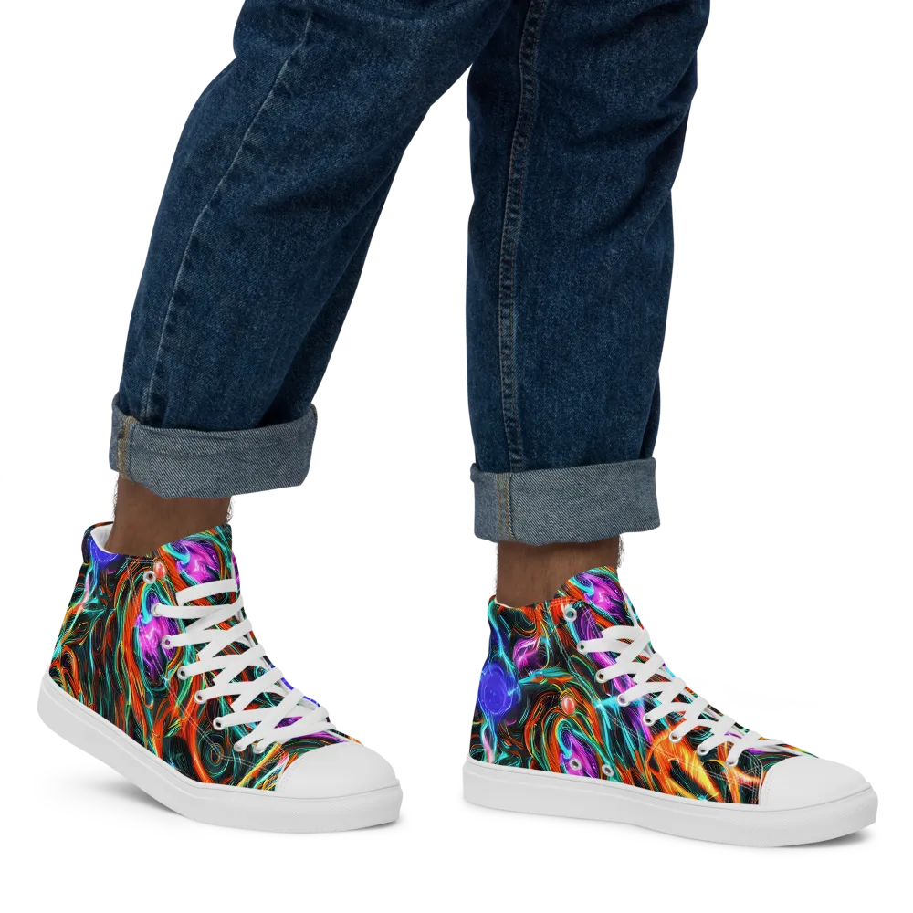 Radiant Riptide on Men's High Top Canvas Shoes — Right