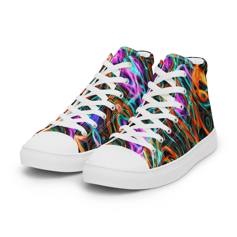 Radiant Riptide on Women's High Top Canvas Shoes — Left Front