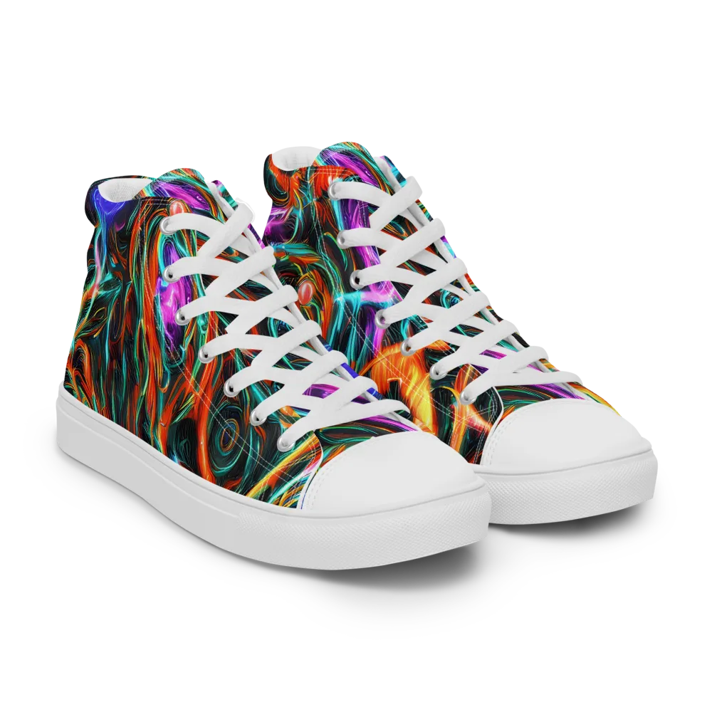 Radiant Riptide on Women's High Top Canvas Shoes — Right Front