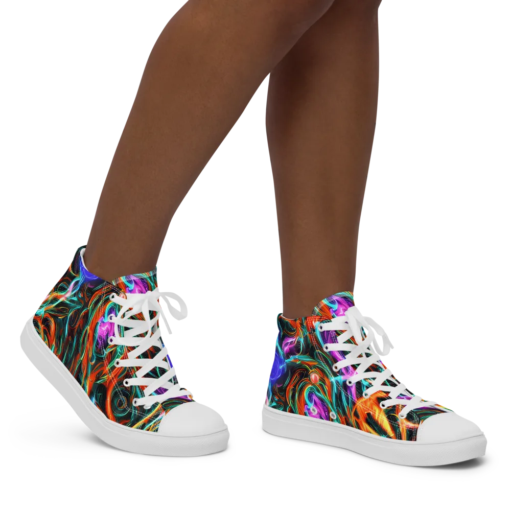 Radiant Riptide on Women's High Top Canvas Shoes — Right