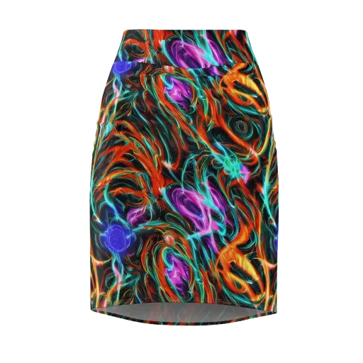 Radiant Riptide on a Pencil Skirt
