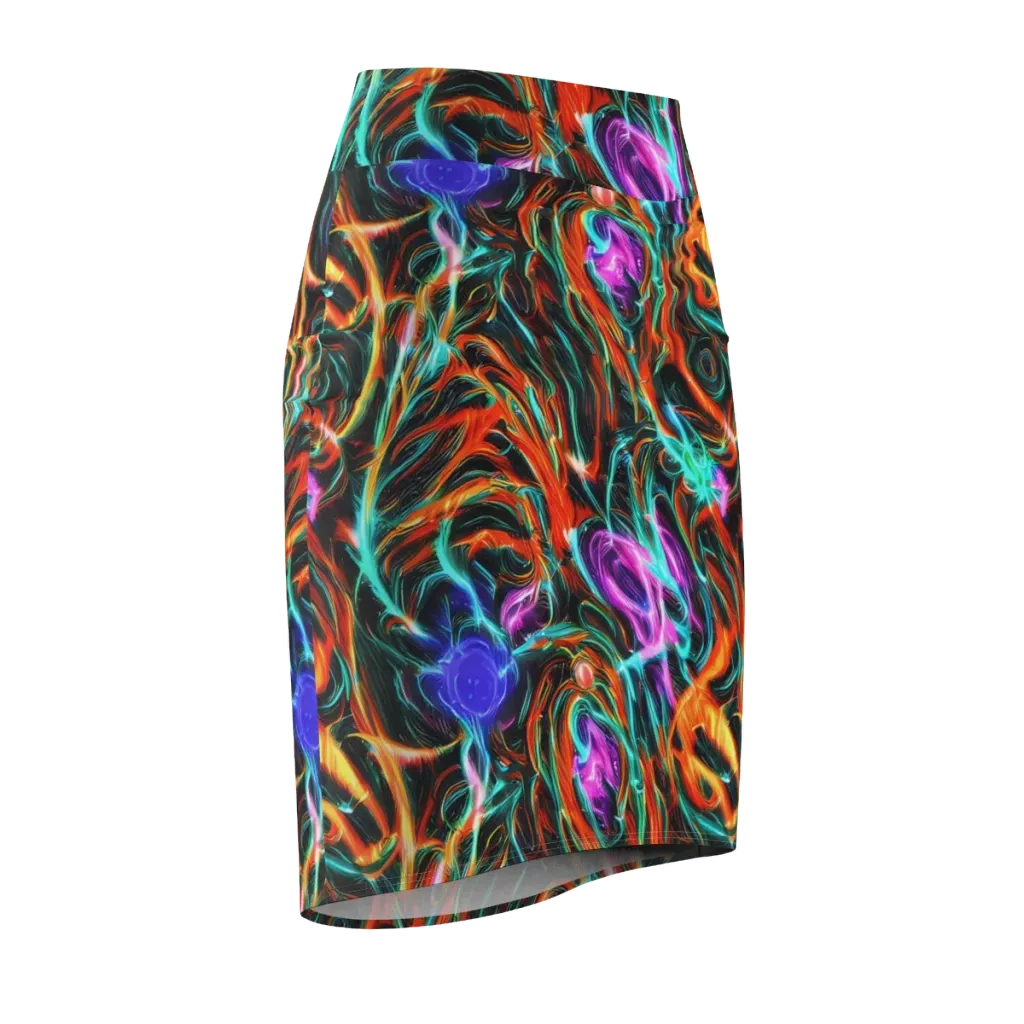 Radiant Riptide on Pencil Skirt — Front Side