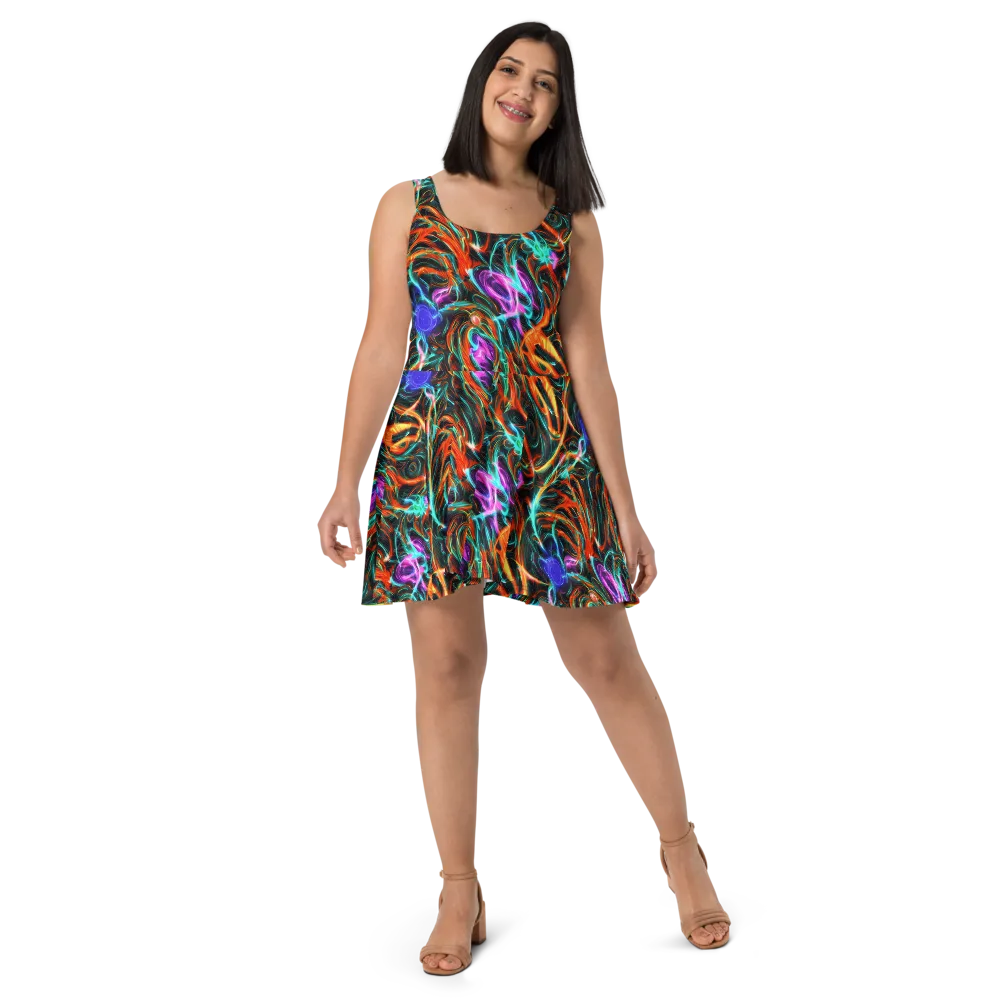 Radiant Riptide on Skater Dress — Front