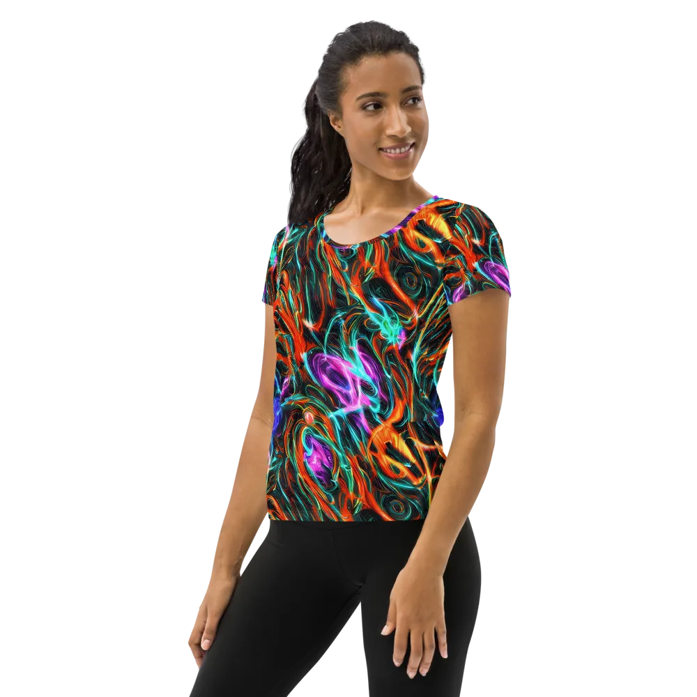 Radiant Riptide on Women's Athletic T-Shirt — Left