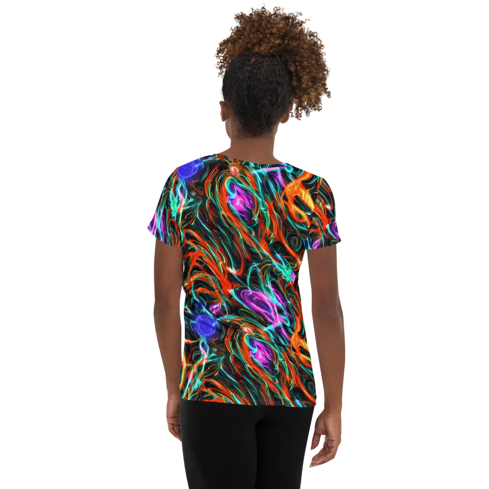 Radiant Riptide on Women's Athletic T-Shirt — Back