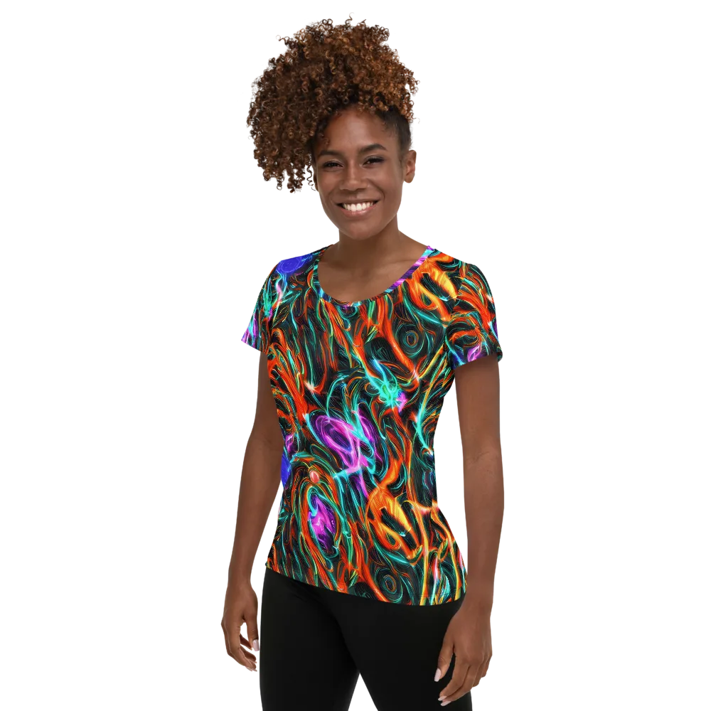 Radiant Riptide on Women's Athletic T-Shirt — Left