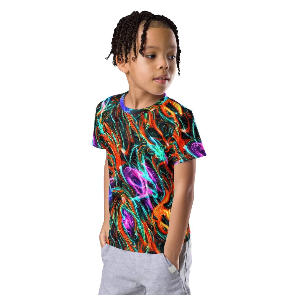Radiant Riptide on Kids Crew Neck T-Shirt — Left Front