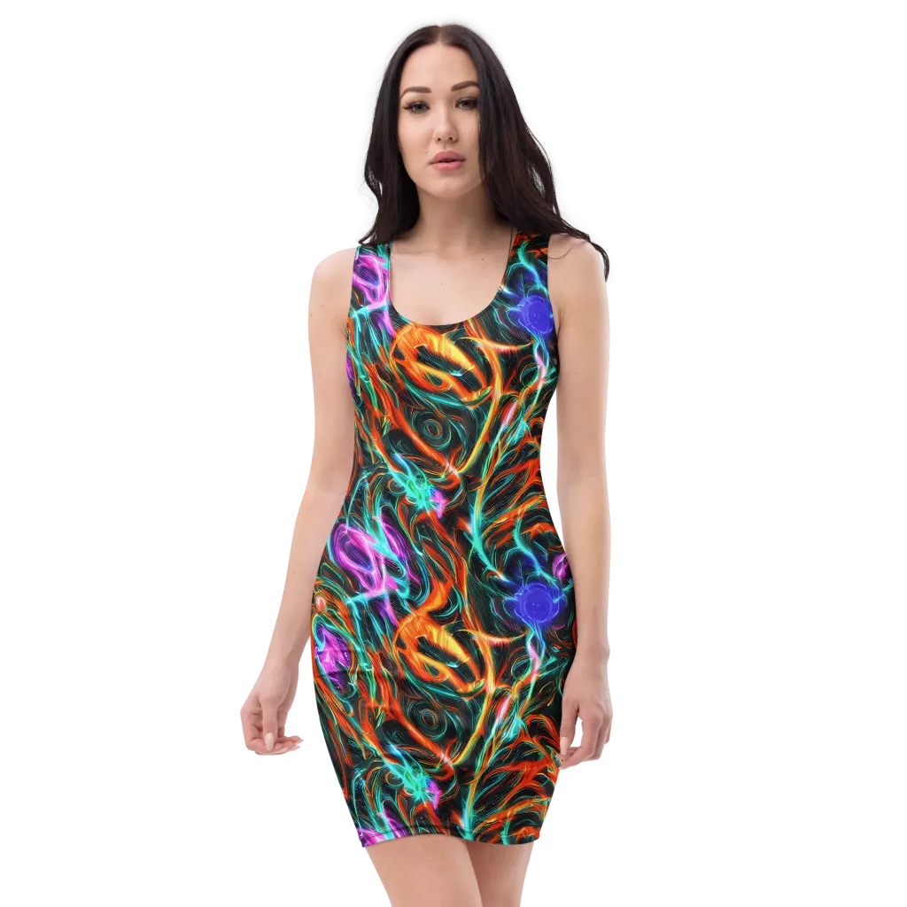 Radiant Riptide on Bodycon Dress — Front
