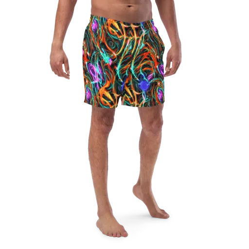 Radiant Riptide on a Swim Trunks