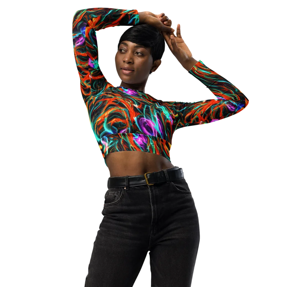 Radiant Riptide on Long Sleeve Crop Top — Front