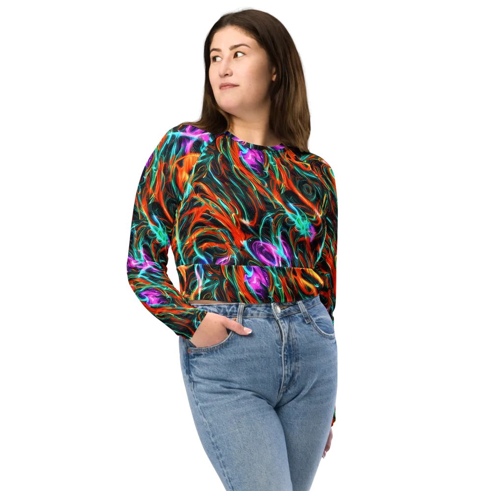 Radiant Riptide on Long Sleeve Crop Top — Front
