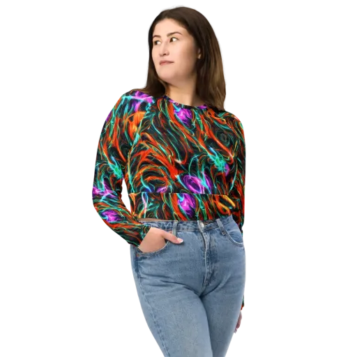 Radiant Riptide on a Long Sleeve Crop Top