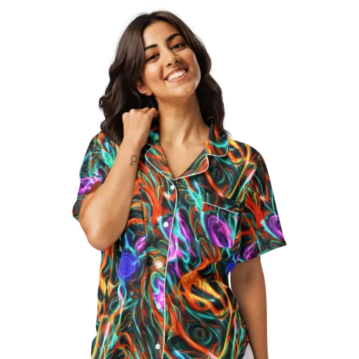 Radiant Riptide on a Women's Short Sleeve Pajama Top