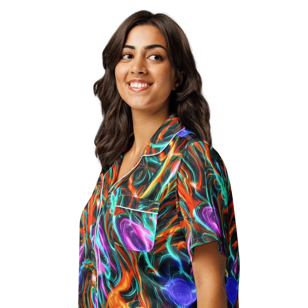 Radiant Riptide on Women's Short Sleeve Pajama Top — Left Front
