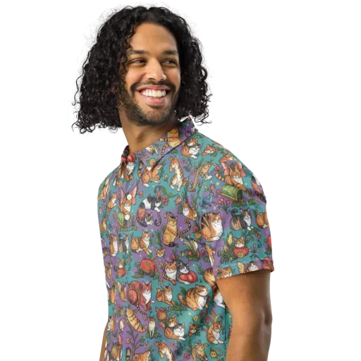 Feline Garden on a Men's Slim Fit Polo Shirt