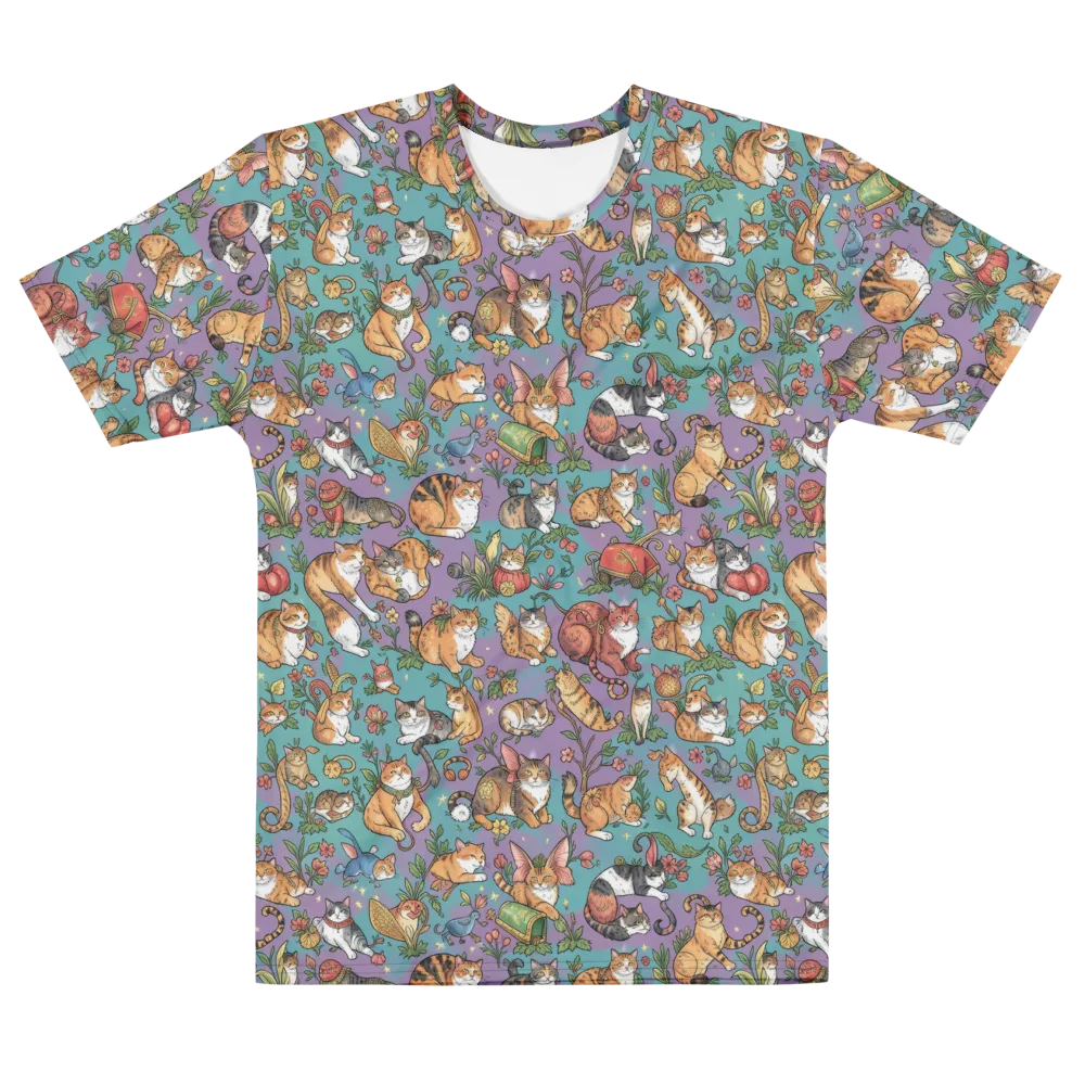 Feline Garden on Men's Cotton Crew Neck T-Shirt — Front